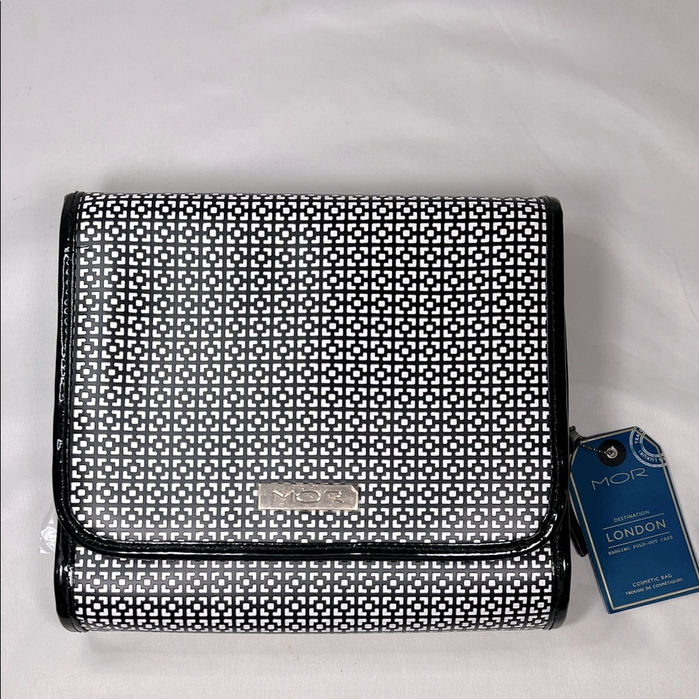 NEW!  MOR Hanging Fold-Out Cosmetic Case Black/White